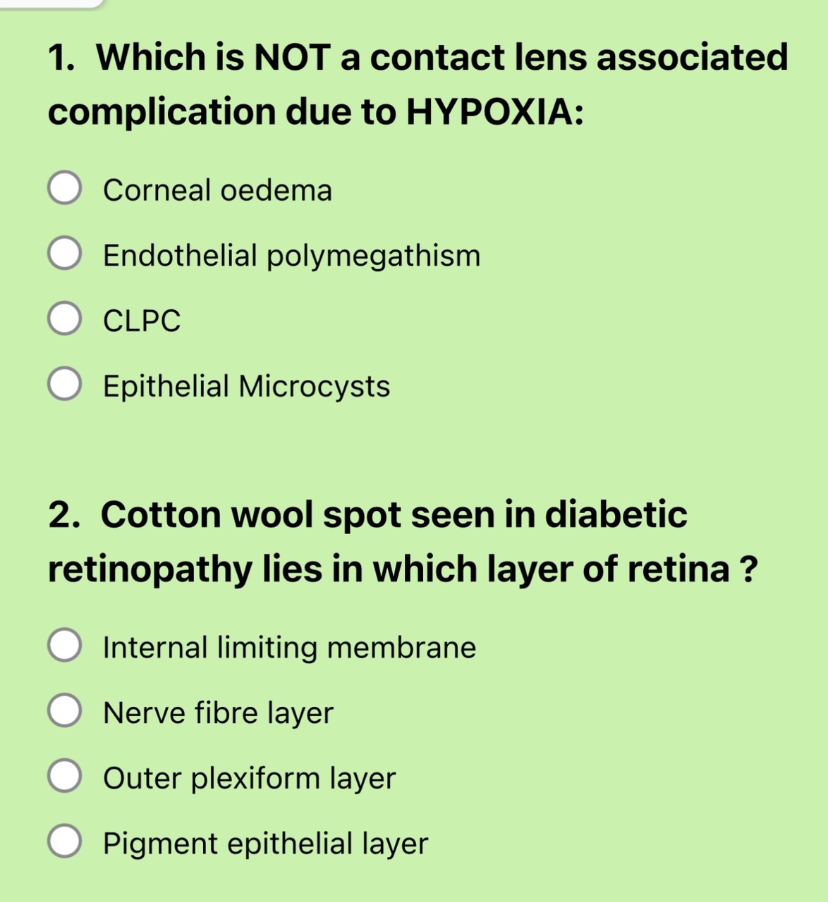 Optometry Quiz